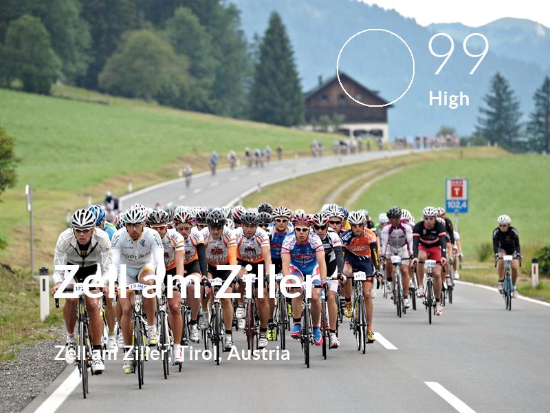 Cycling comfort level is 99 in Zell am Ziller