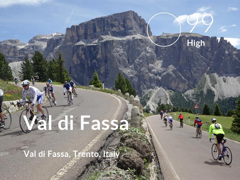 Cycling comfort level is 99 in Val di Fassa