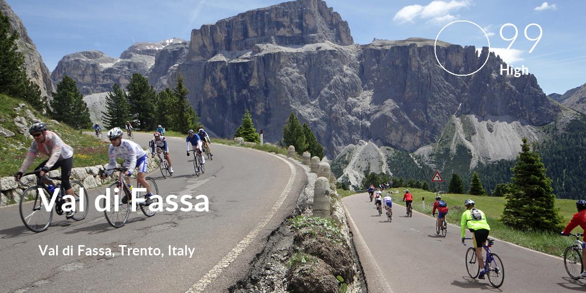Cycling comfort level is 99 in Val di Fassa