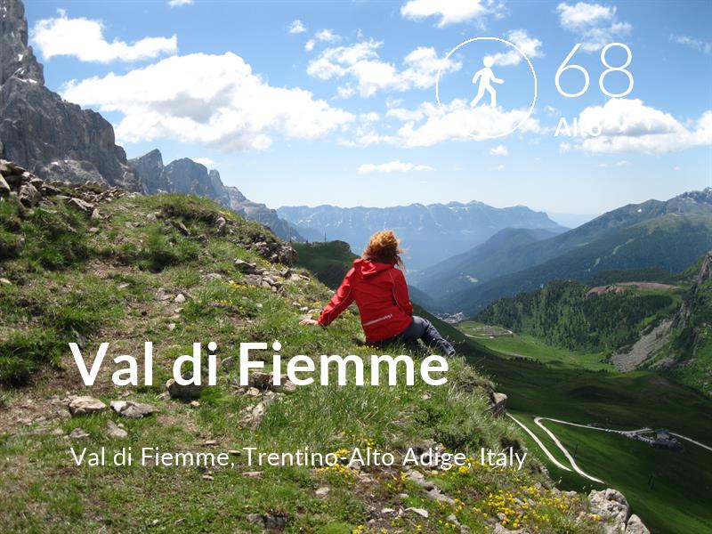 Walking comfort level is 68 in Val di Fiemme