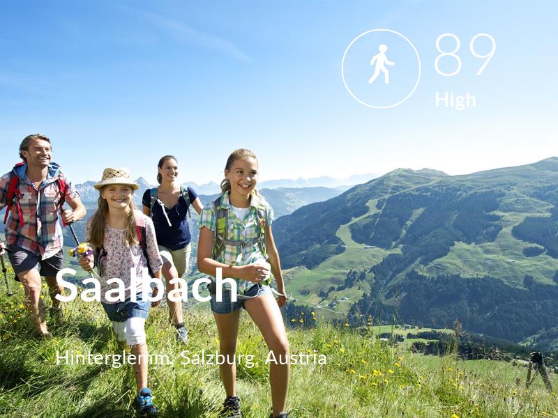 Walking comfort level is 89 in Saalbach 