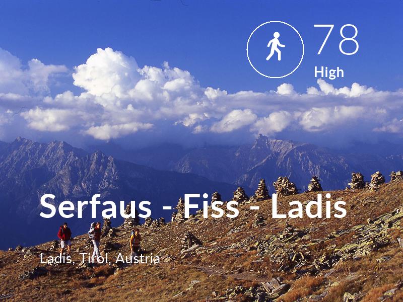 Walking comfort level is 78 in Serfaus - Fiss - Ladis