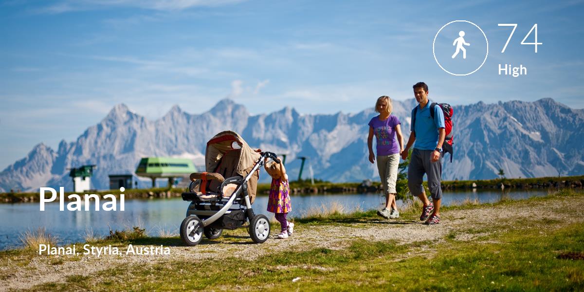 Walking comfort level is 74 in Planai