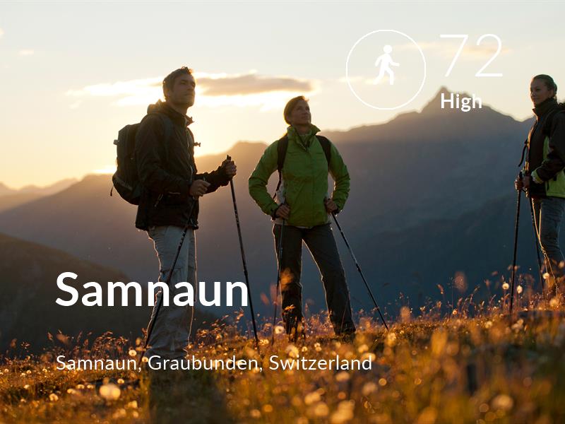 Walking comfort level is 72 in Samnaun