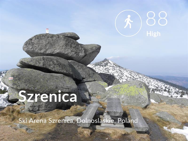 Walking comfort level is 88 in Szrenica 