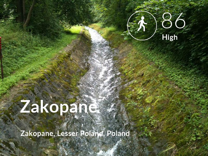 Walking comfort level is 86 in Zakopane