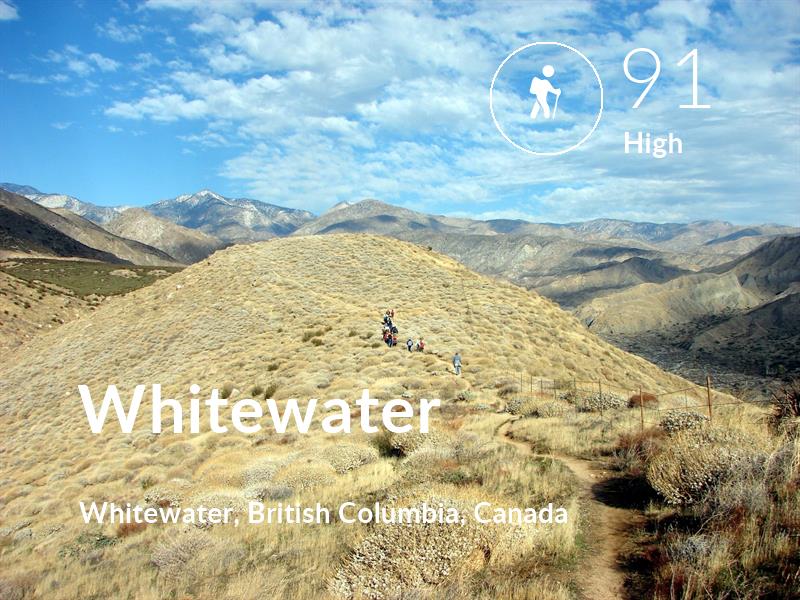 Hiking comfort level is 91 in Whitewater