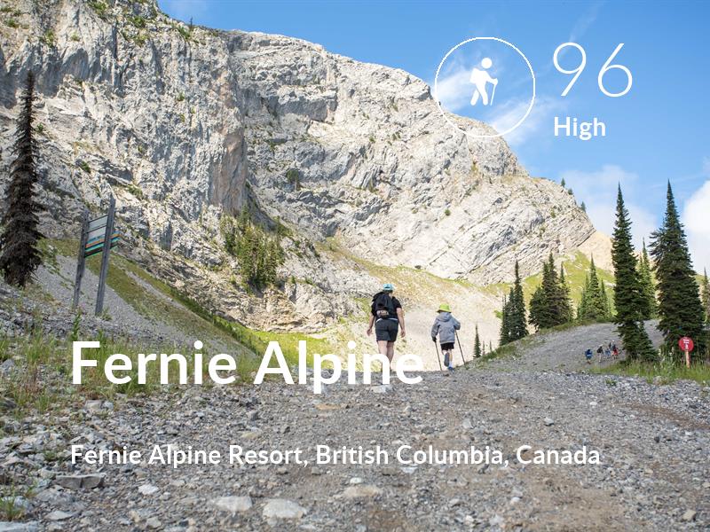 Hiking comfort level is 96 in Fernie Alpine