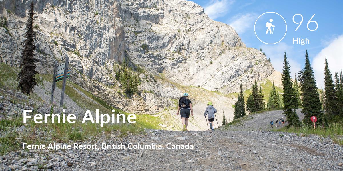 Hiking comfort level is 96 in Fernie Alpine