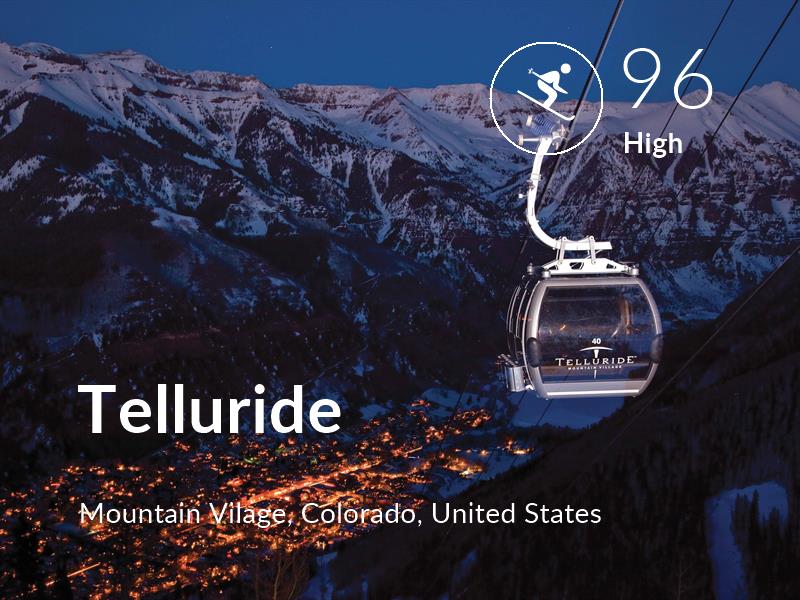 Skiing comfort level is 96 in Telluride