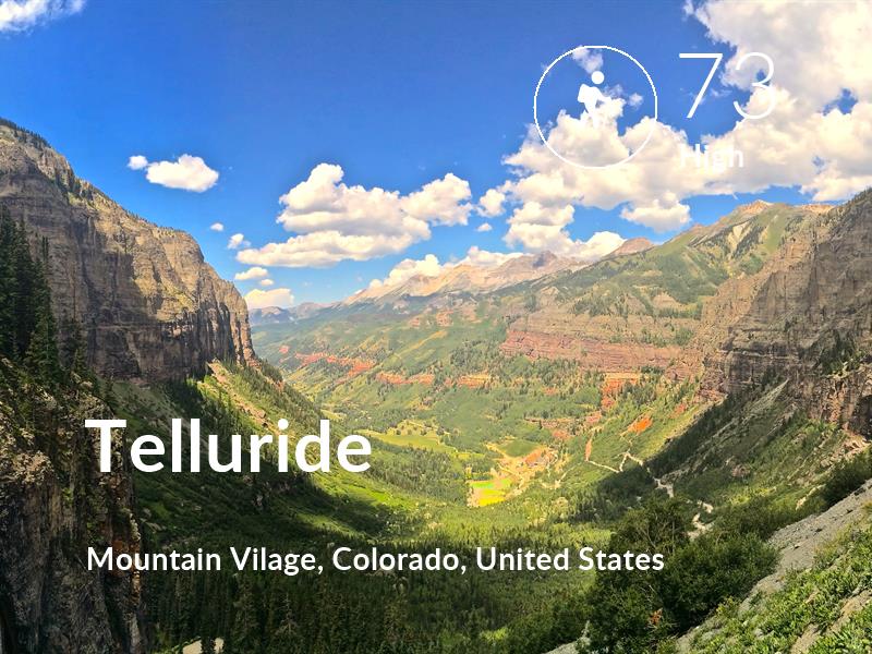 Hiking comfort level is 73 in Telluride