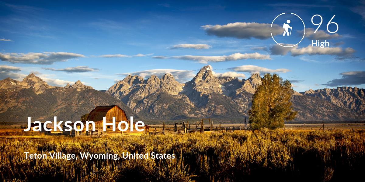 Hiking comfort level is 96 in Jackson Hole