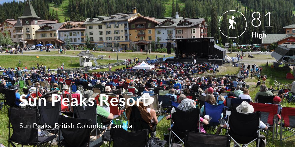 Hiking comfort level is 81 in Sun Peaks Resort