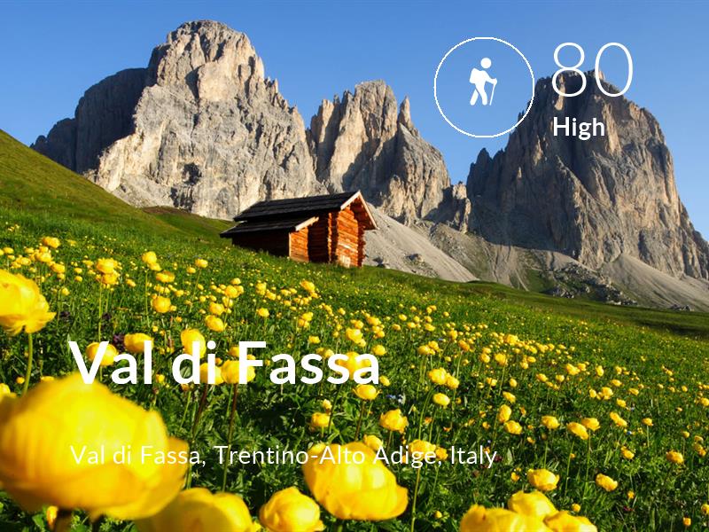 Hiking comfort level is 80 in Val di Fassa