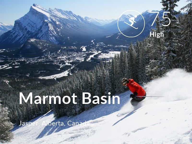 Skiing  comfort level is 75 in Marmot Basin