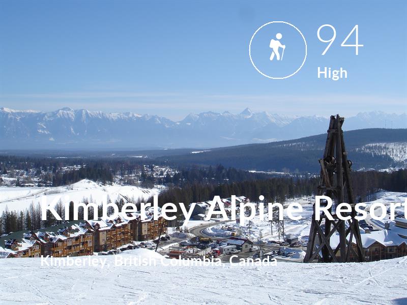Hiking comfort level is 94 in Kimberley Alpine Resort
