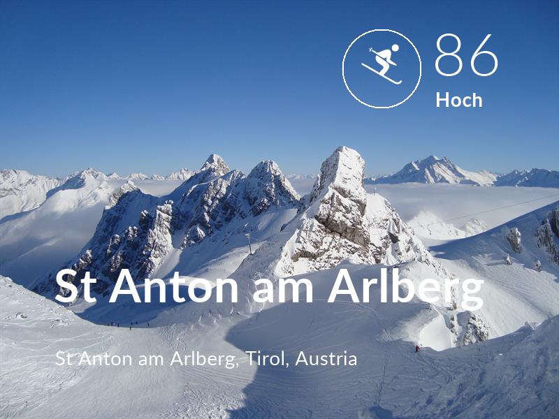 Skiing comfort level is 86 in St Anton am Arlberg