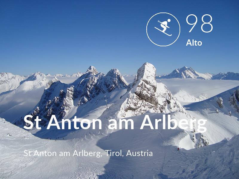 Skiing comfort level is 98 in St Anton am Arlberg