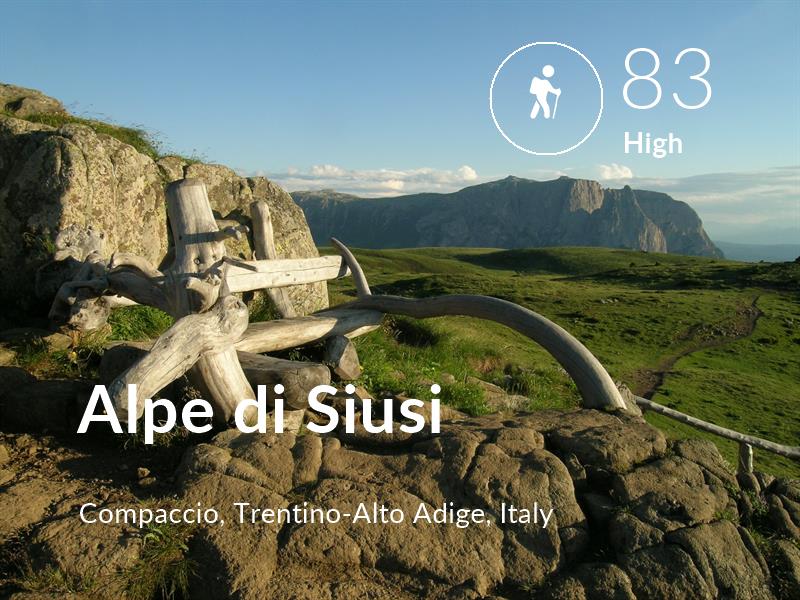 Hiking comfort level is 83 in Alpe di Siusi