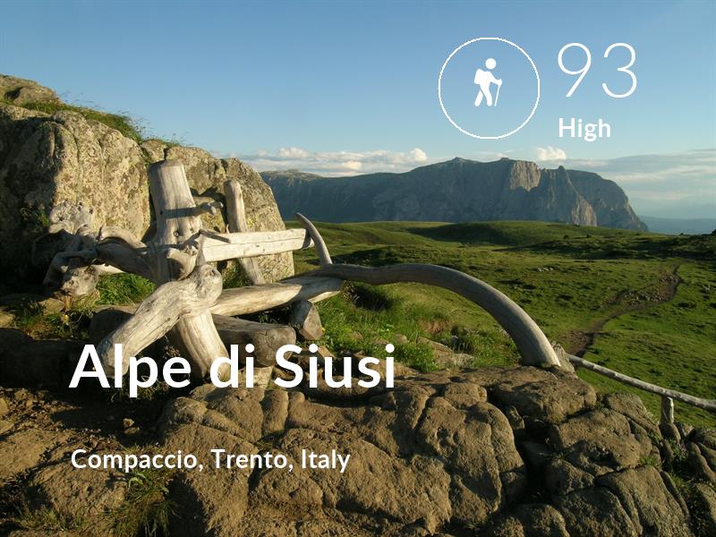 Hiking comfort level is 93 in Alpe di Siusi