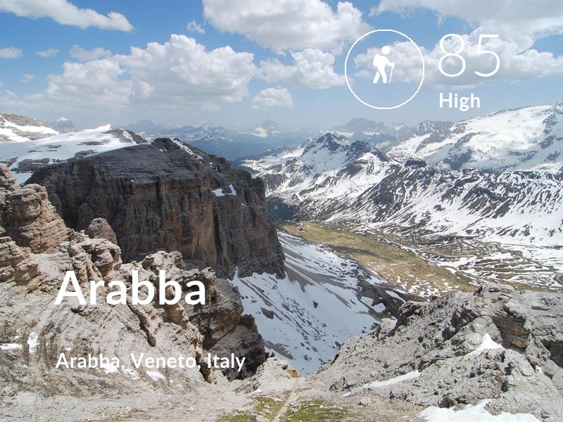 Hiking comfort level is 85 in Arabba
