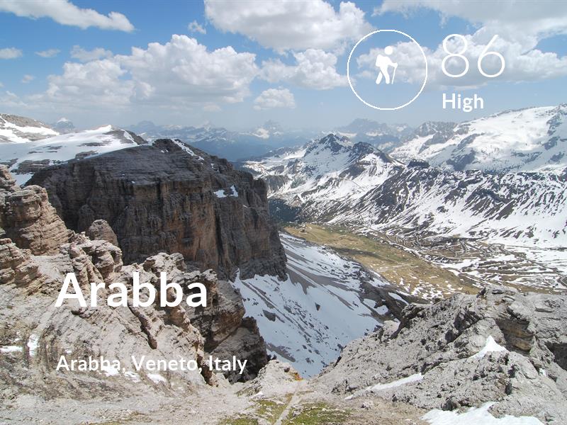 Hiking comfort level is 86 in Arabba