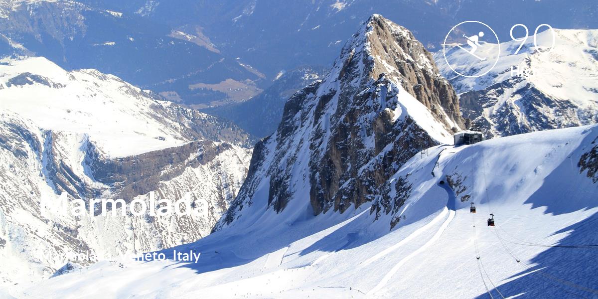 Skiing comfort level is 90 in Marmolada