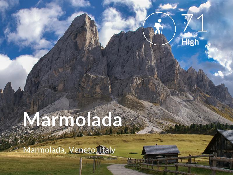 Hiking comfort level is 71 in Marmolada