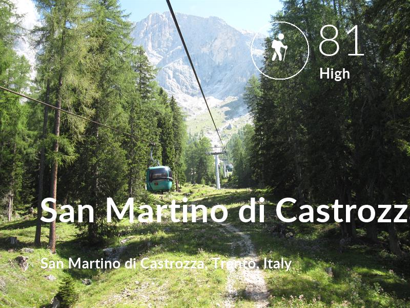Hiking comfort level is 81 in San Martino di Castrozza