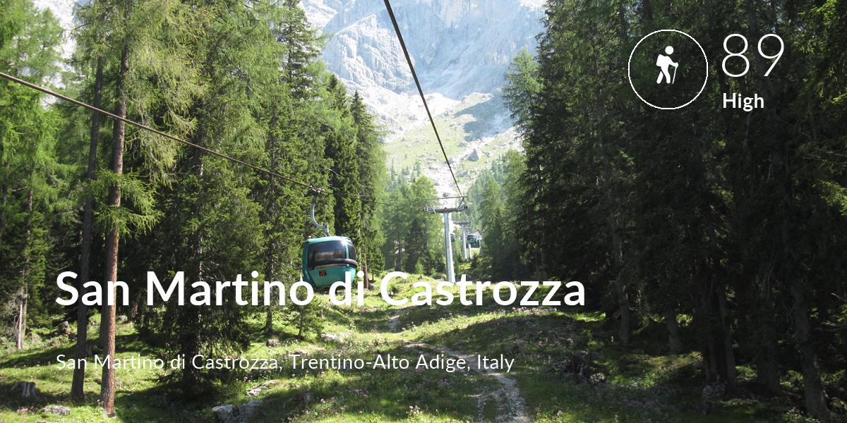 Hiking comfort level is 89 in San Martino di Castrozza