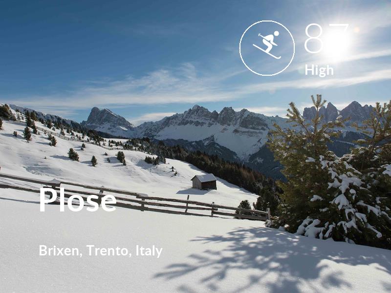 Skiing comfort level is 87 in Plose