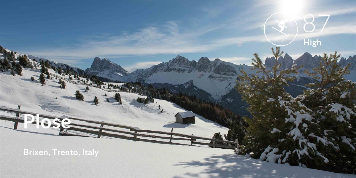 Skiing comfort level is 87 in Plose