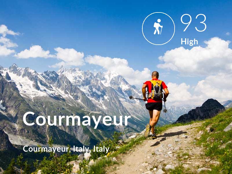 Hiking comfort level is 93 in Courmayeur