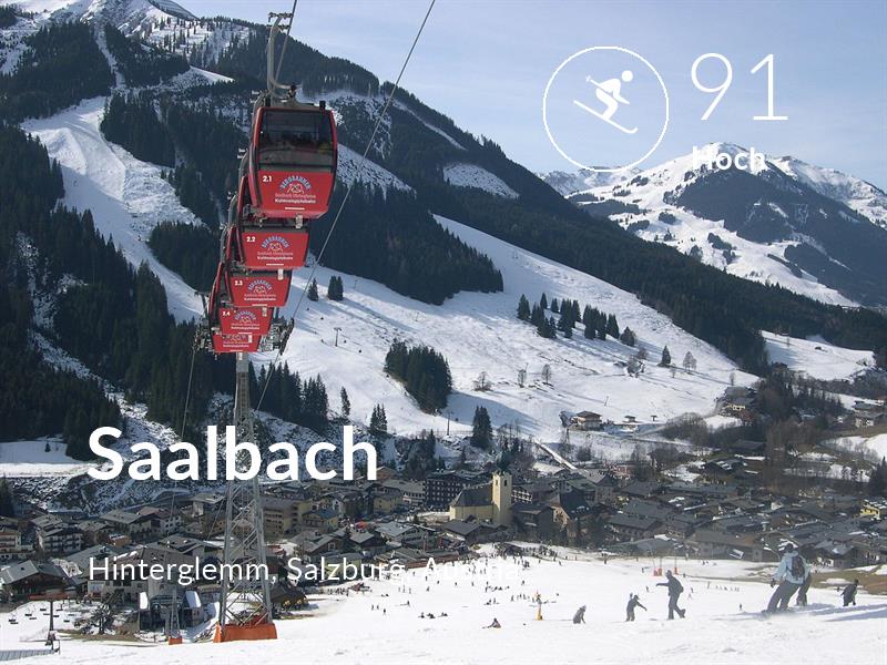 Skiing comfort level is 91 in Saalbach 