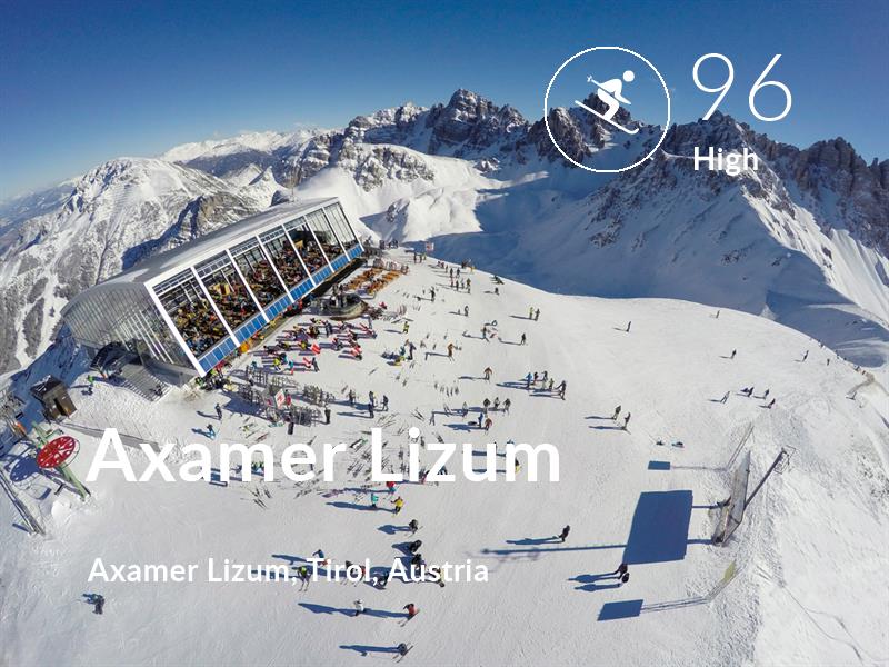 Skiing comfort level is 96 in Axamer Lizum