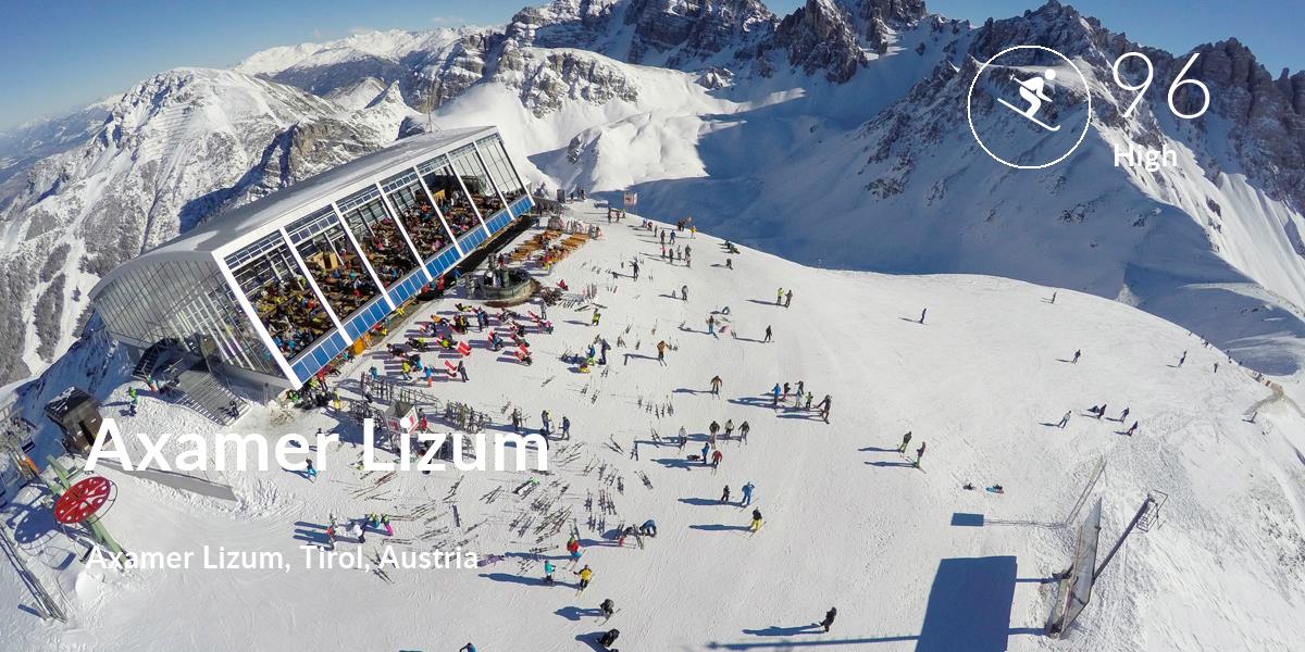Skiing comfort level is 96 in Axamer Lizum