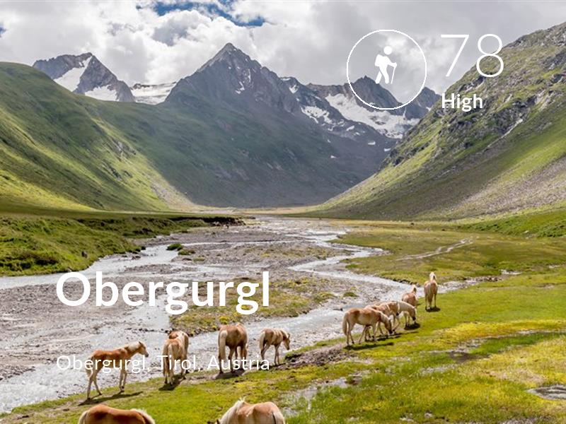 Hiking comfort level is 78 in Obergurgl