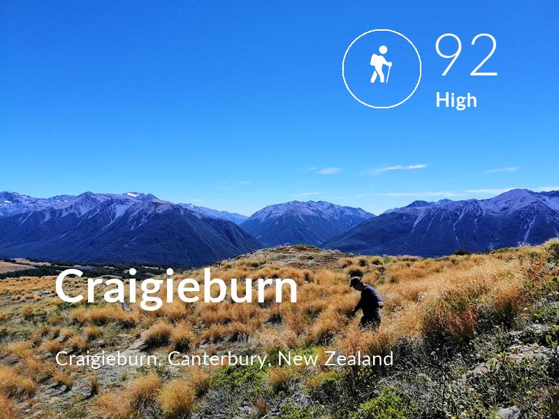 Hiking comfort level is 92 in Craigieburn