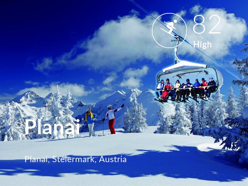 Skiing comfort level is 82 in Planai