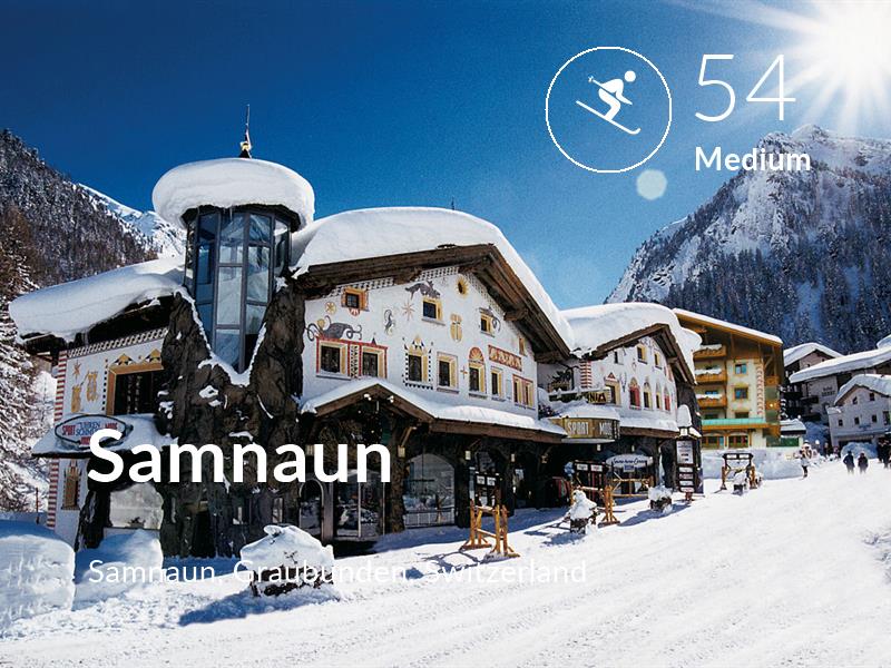 Skiing comfort level is 54 in Samnaun