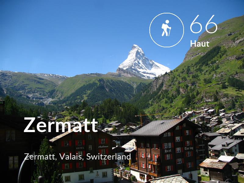 Hiking comfort level is 66 in Zermatt
