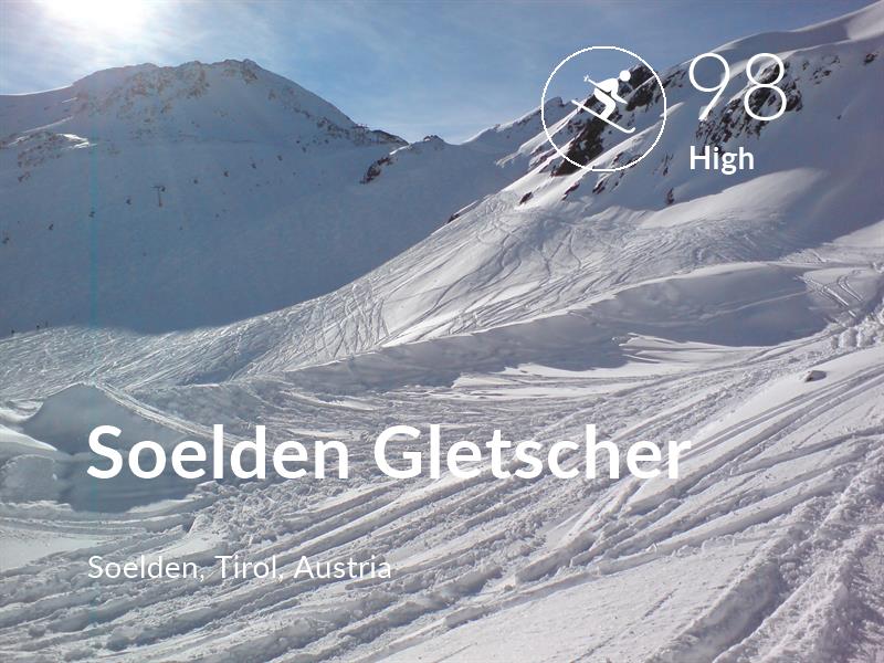 Skiing comfort level is 98 in Soelden Gletscher
